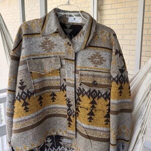 Western Women's Patterned Jacket in Brown and Gold